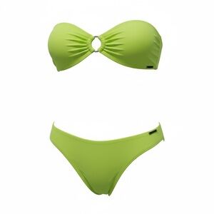 Kendall Kylie High Waist Bandeau Bikini 2pc Swimsuit Y2K  Neon Lime Green Size M